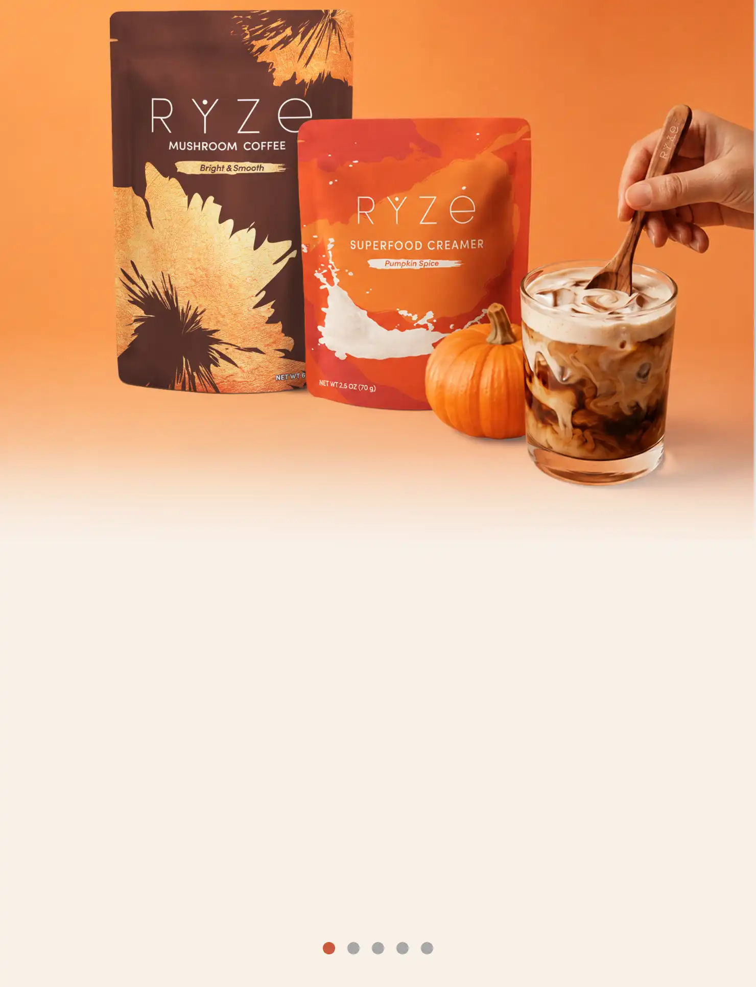 RYZE limited edition Pumpkin Spice Superfood Creamer and Mushroom Coffee